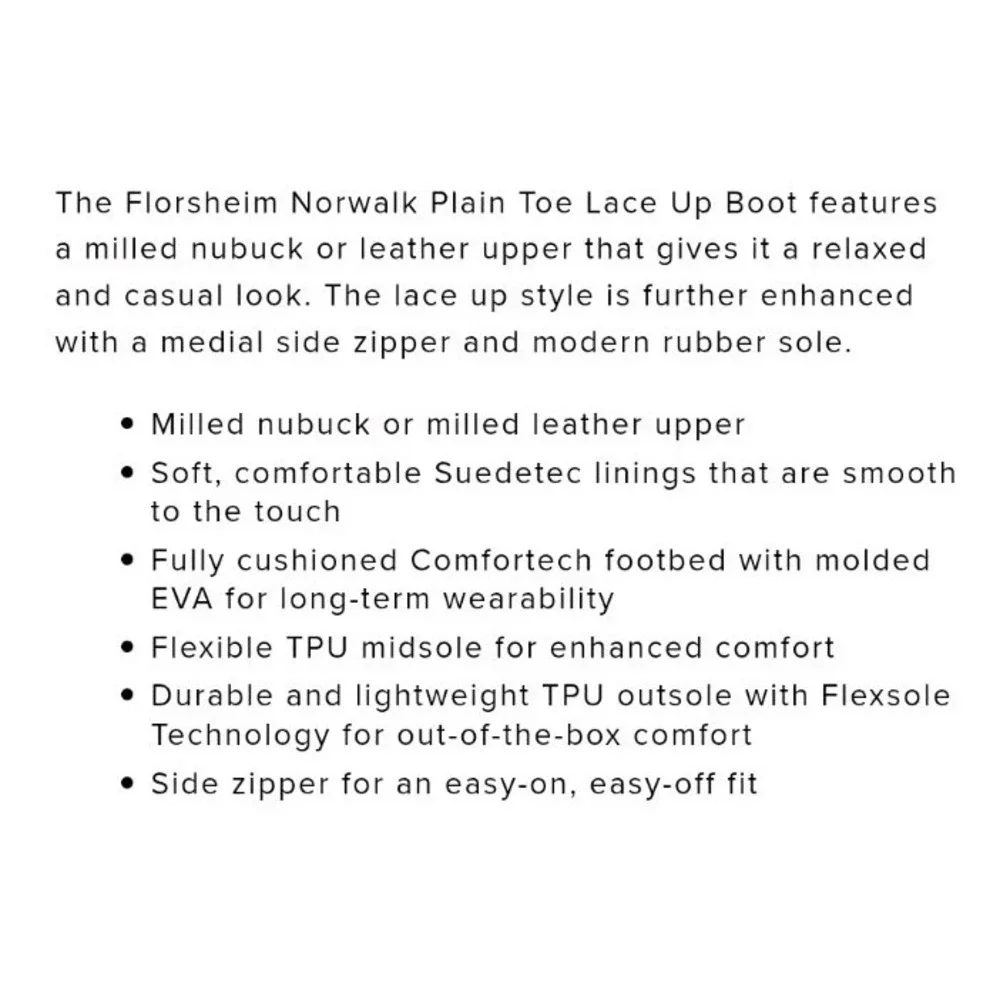 NEW! Florsheim 10W Norwalk Plain Toe Lace Up/Side Zip Black Milled Nubuck...